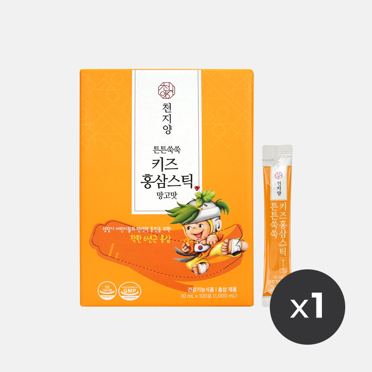 천지양 튼튼쑥쑥 키즈 홍삼스틱 망고맛(100포)