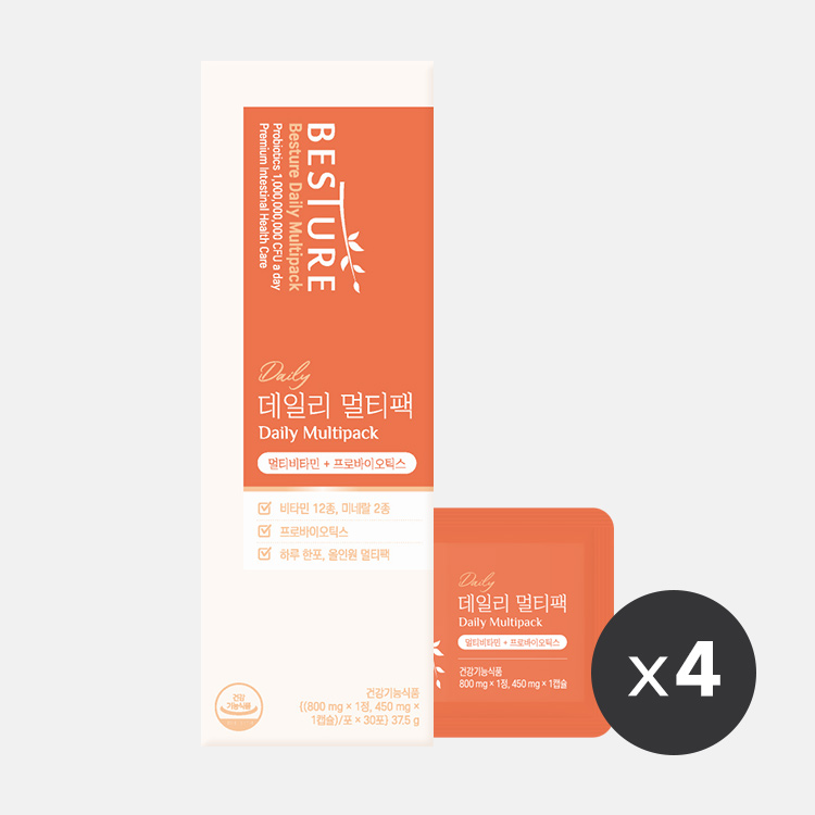 베스처 데일리 멀티팩(종합비타민+유산균)(30포) x4박스 4개월분